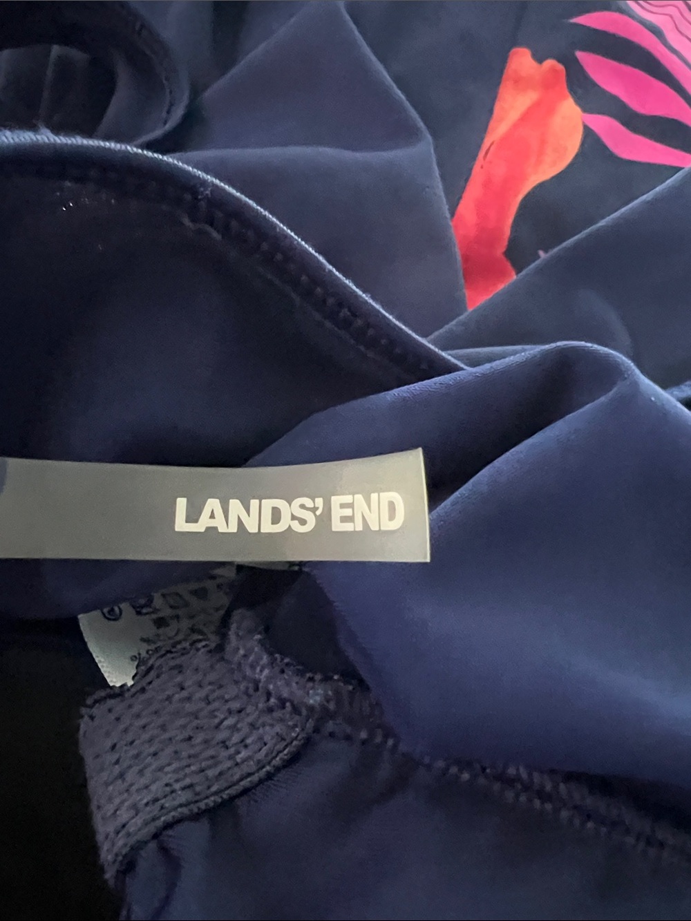 Tropical Floral XL One-Piece Swimsuit in Navy with Pink & Red Print LAND’S END - Picture 9 of 11
